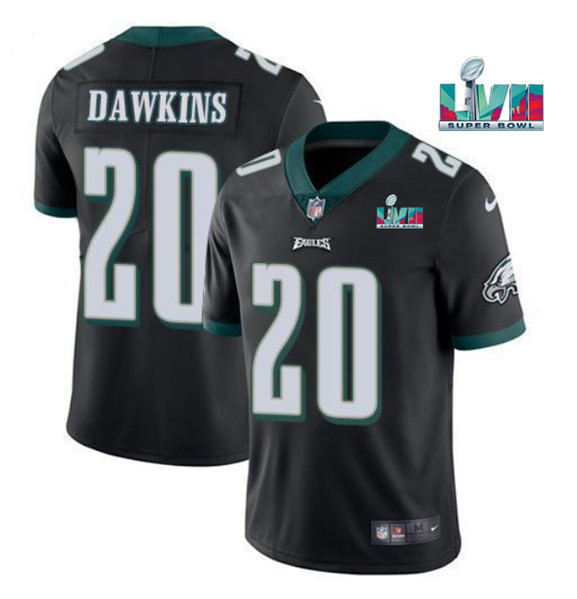 Men's Philadelphia Eagles #20 Brian Dawkins Black Super Bowl LVII Patch Vapor Untouchable Limited Stitched Jersey Men's Philadelphia Eagles #20 Brian Dawkins Black Super Bowl LVII Patch Vapor Untouchable Limited Stitched Jersey