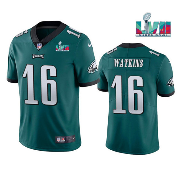 Men's Philadelphia Eagles #16 Quez Watkins Green Super Bowl LVII Vapor Untouchable Limited Stitched Jersey Men's Philadelphia Eagles #16 Quez Watkins Green Super Bowl LVII Vapor Untouchable Limited Stitched Jersey