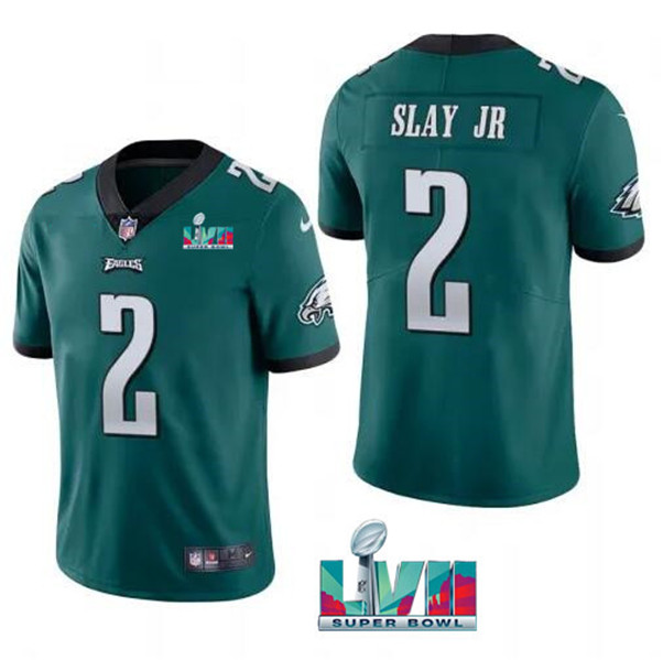 Men's Philadelphia Eagles #2 Darius Slay JR Green Super Bowl LVII Patch Vapor Untouchable Limited Stitched Jersey Men's Philadelphia Eagles #2 Darius Slay JR Green Super Bowl LVII Patch Vapor Untouchable Limited Stitched Jersey