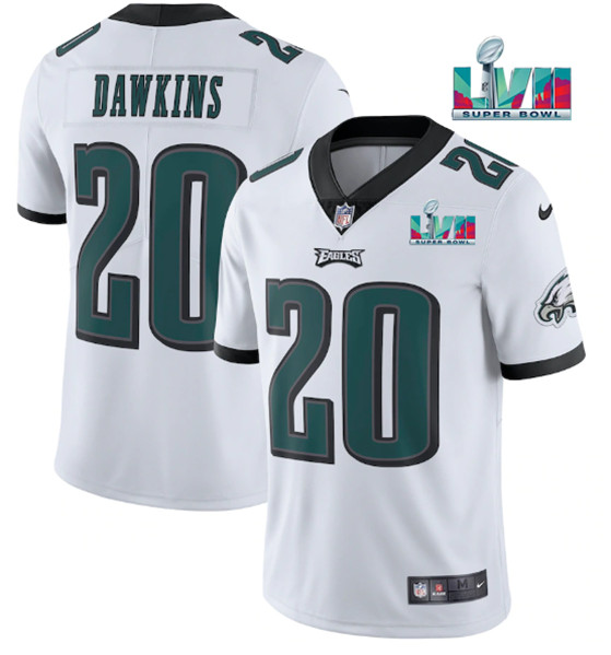 Men's Philadelphia Eagles #20 Brian Dawkins White Super Bowl LVII Patch Vapor Untouchable Limited Stitched Jersey Men's Philadelphia Eagles #20 Brian Dawkins White Super Bowl LVII Patch Vapor Untouchable Limited Stitched Jersey