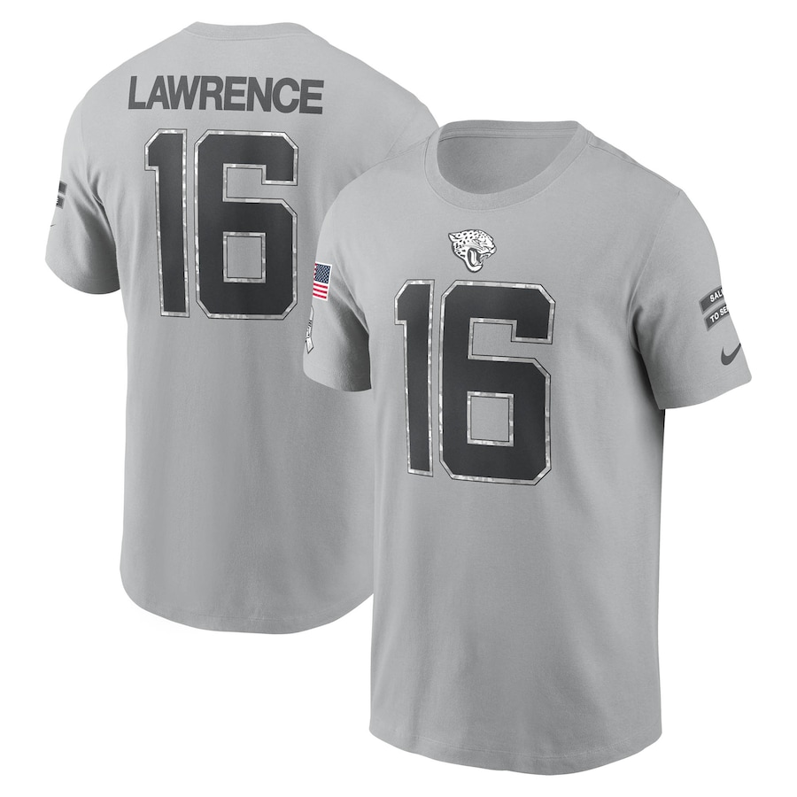 Men's Jacksonville Jaguars Trevor Lawrence Gray 2024 Salute To Service Player T-Shirt