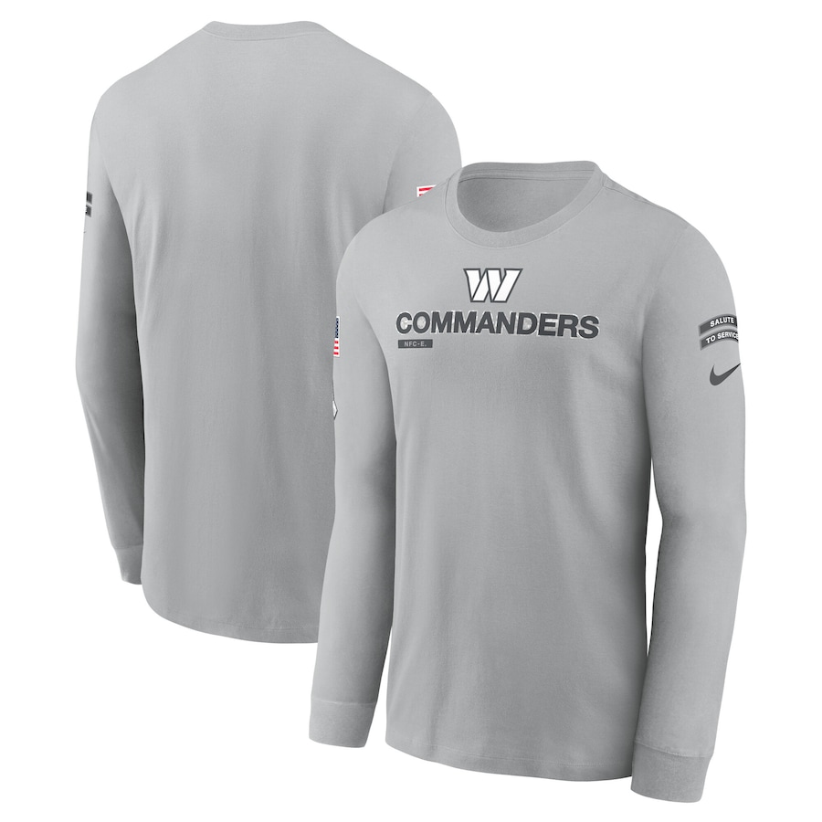 Men's Washington Commanders Gray 2024 Salute To Service Long Sleeve T-Shirt