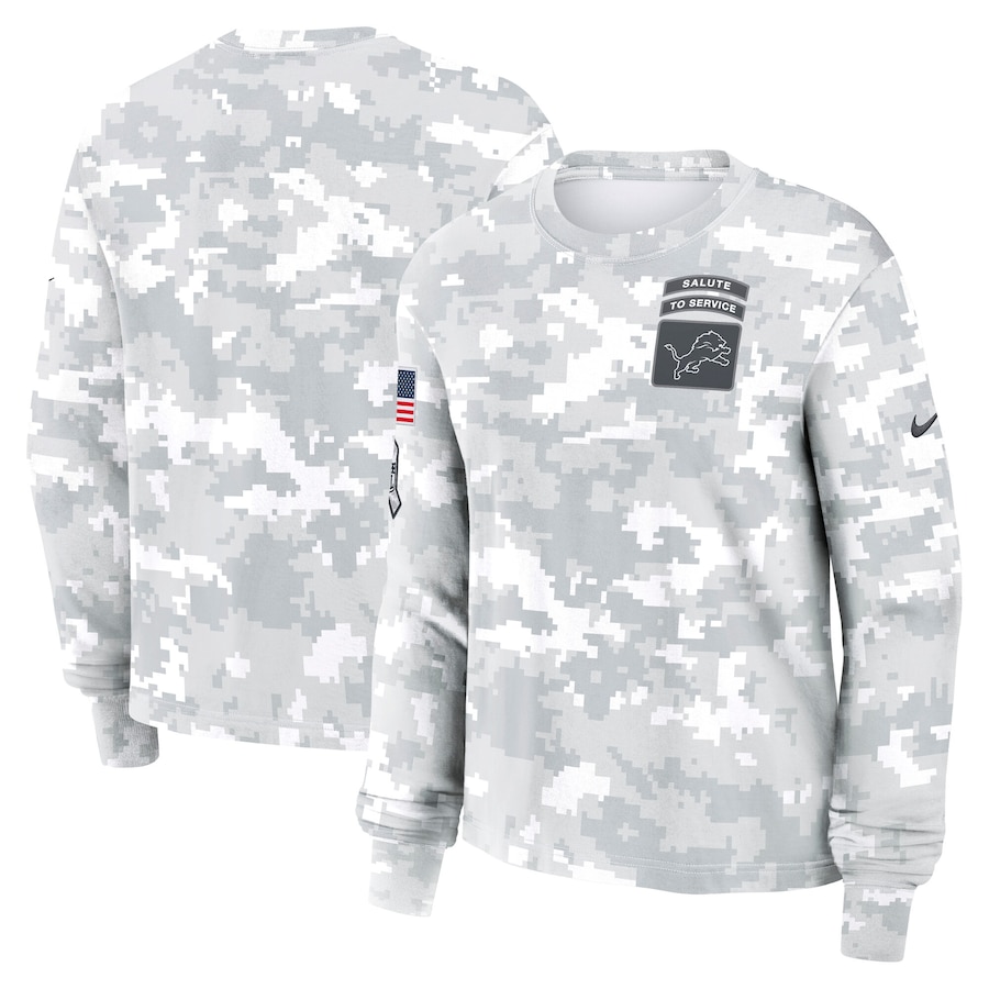 Women's Detroit Lions Arctic Camo 2024 Salute To Service Long Sleeve T-Shirt