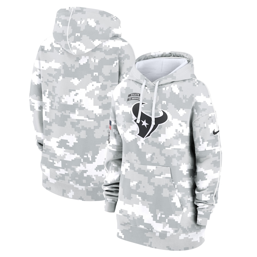 Women's Houston Texans Arctic Camo 2024 Salute To Service Club Fleece Pullover Hoodie Women's Houston Texans Arctic Camo 2024 Salute To Service Club Fleece Pullover Hoodie