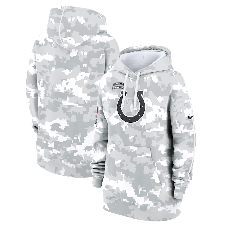 Women's Indianapolis Colts Arctic Camo 2024 Salute To Service Club Fleece Pullover Hoodie Women's Indianapolis Colts Arctic Camo 2024 Salute To Service Club Fleece Pullover Hoodie