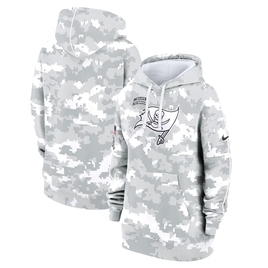 Women's Tampa Bay Buccaneers Arctic Camo 2024 Salute To Service Club Fleece Pullover Hoodie Women's Tampa Bay Buccaneers Arctic Camo 2024 Salute To Service Club Fleece Pullover Hoodie