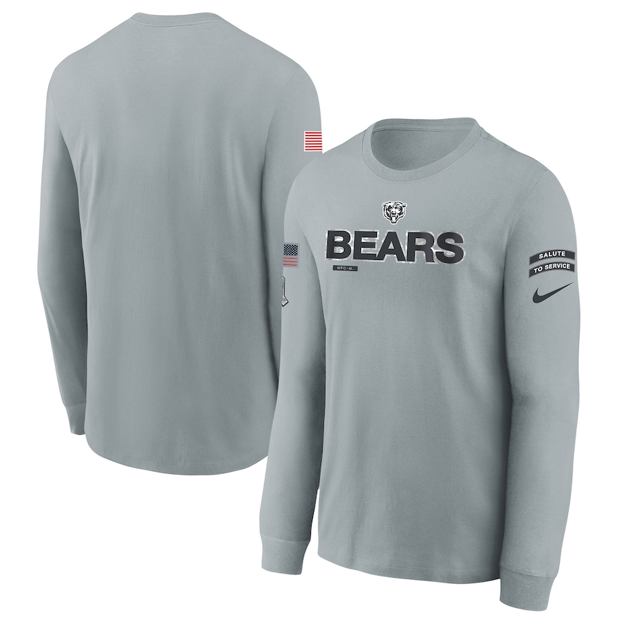 Youth Chicago Bears Gray 2024 Salute To Service Long Sleeve T-Shirt
