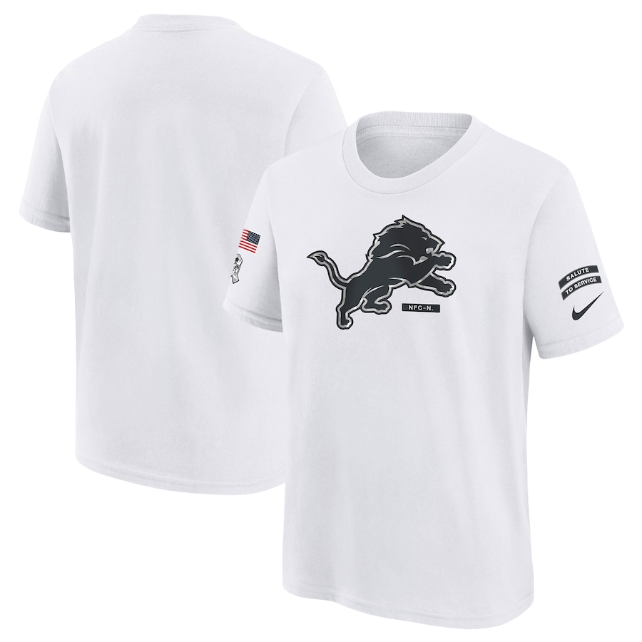 Youth Detroit Lions White 2024 Salute To Service T-Shirt