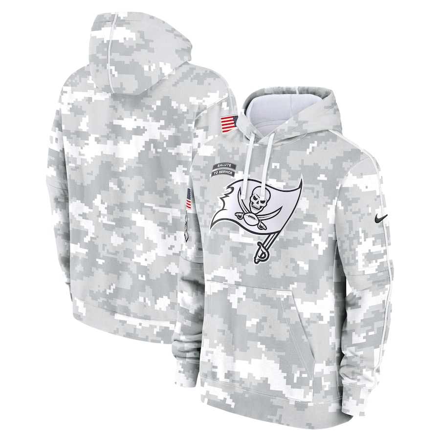 Youth Tampa Bay Buccaneers White/Gray 2024 Salute To Service Pullover Hoodie Youth Tampa Bay Buccaneers White/Gray 2024 Salute To Service Pullover Hoodie