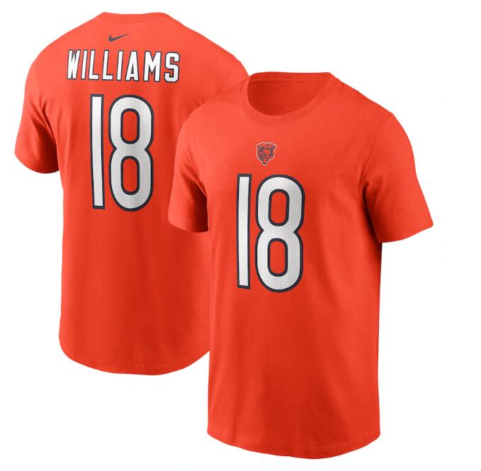 Men's Chicago Bears Caleb Williams Nike Orange 2024 NFL Draft First Round Pick Fuse Name & Number T-Shirt