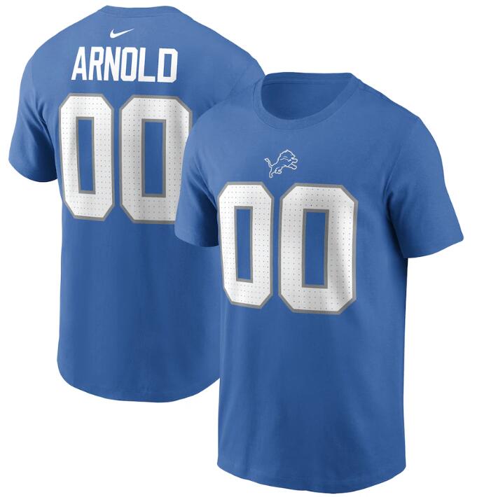 Men's Detroit Lions Terrion Arnold Nike Blue 2024 NFL Draft First Round Player T-Shirt