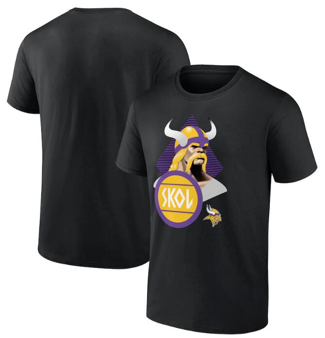 Men's Minnesota Vikings Black 2024 NFL Draft Illustrated T-Shirt