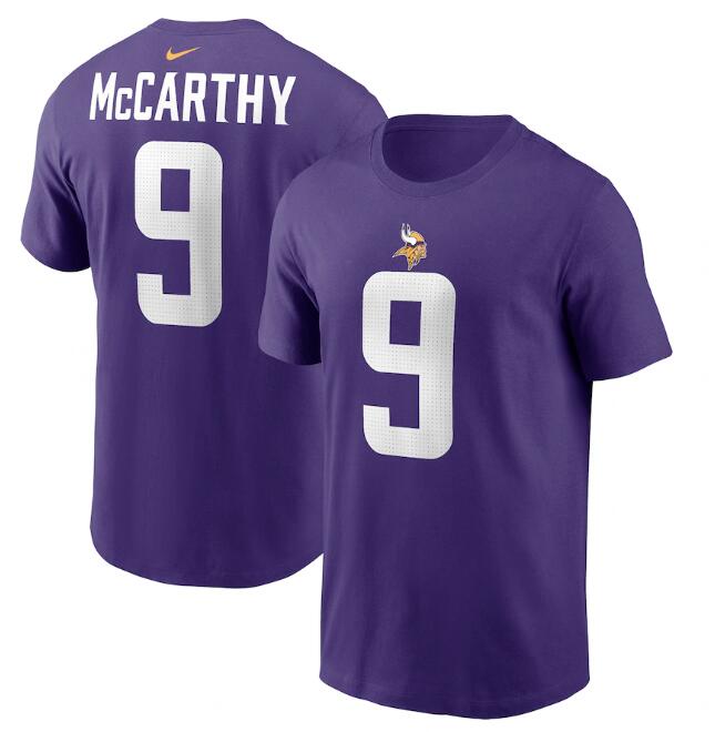 Men's Minnesota Vikings J.J. McCarthy Nike Purple 2024 NFL Draft First Round Player T-Shirt