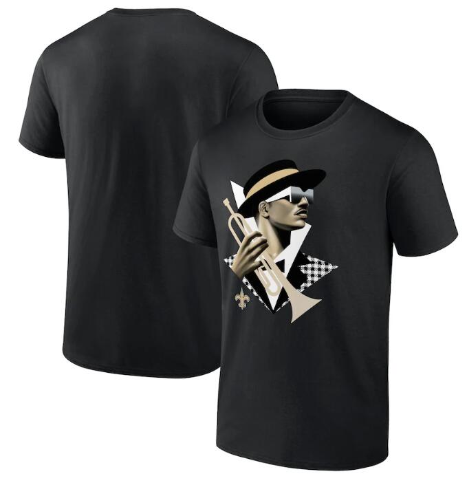 Men's New Orleans Saints Black 2024 NFL Draft Illustrated T-Shirt