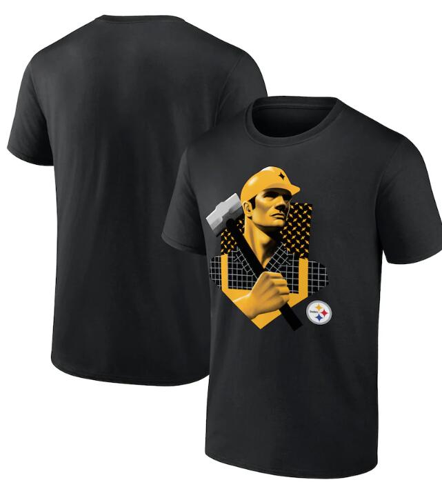 Men's Pittsburgh Steelers Black 2024 NFL Draft Illustrated T-Shirt