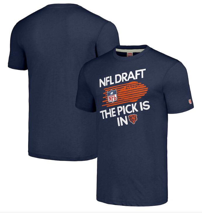 Unisex Chicago Bears Homage Heather Navy 2024 Team Draft Tri-Blend T-Shirt