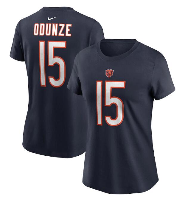 Women's Chicago Bears Rome Odunze Nike Navy 2024 NFL Draft Name & Number T-Shirt