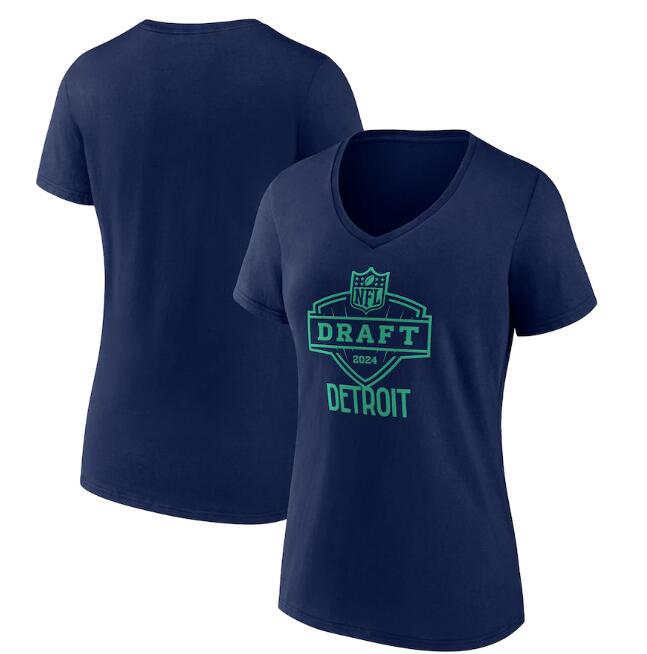 Women's Navy 2024 NFL Draft V-Neck T-Shirt
