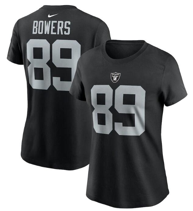 Women's Las Vegas Raiders Brock Bowers Nike Black 2024 NFL Draft First Round Player Name & Number T-Shirt Women's Las Vegas Raiders Brock Bowers Nike Black 2024 NFL Draft First Round Player Name & Number T-Shirt