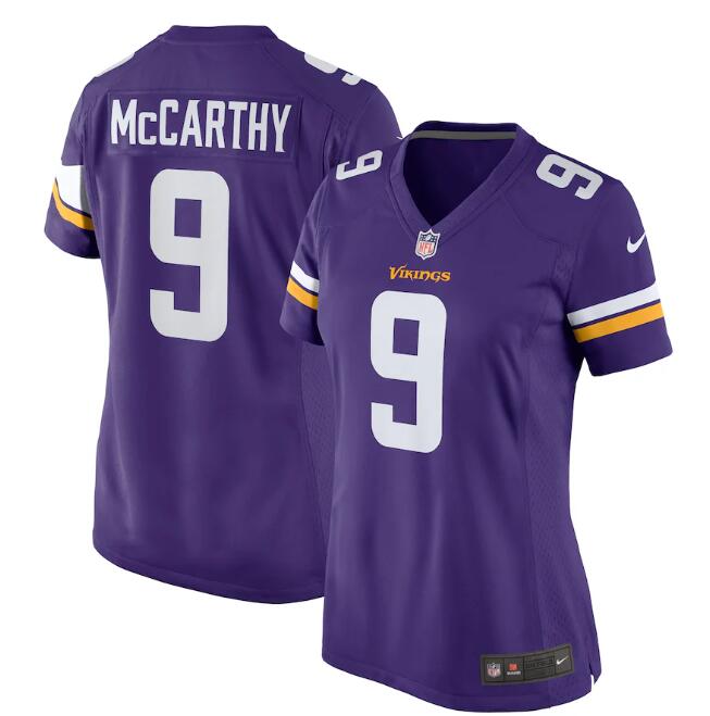Women's Minnesota Vikings J.J. McCarthy Nike Purple 2024 NFL Draft First Round Player Name & Number Game Jersey