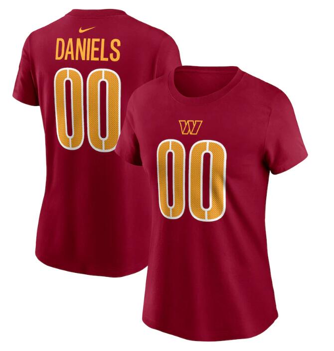 Women's Washington Commanders Jayden Daniels Nike Burgundy 2024 NFL Draft First Round Player T-Shirt