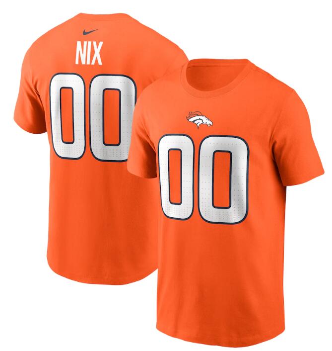 Youth Denver Broncos Bo Nix Nike Orange 2024 NFL Draft Name & Number T-Shirt