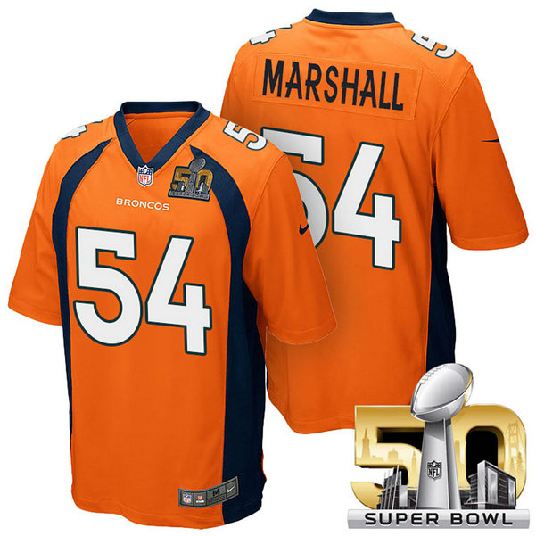 Denver Broncos #54 Brandon Marshall Orange 2016 Super Bowl 50 Elite Jersey Denver Broncos #54 Brandon Marshall Orange 2016 Super Bowl 50 Elite Jersey