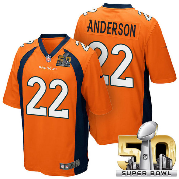 Denver Broncos #22 C.J. Anderson Orange 2016 Super Bowl 50 Elite Jersey Denver Broncos #22 C.J. Anderson Orange 2016 Super Bowl 50 Elite Jersey