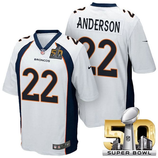 Denver Broncos #22 C.J. Anderson White 2016 Super Bowl 50 Elite Jersey Denver Broncos #22 C.J. Anderson White 2016 Super Bowl 50 Elite Jersey