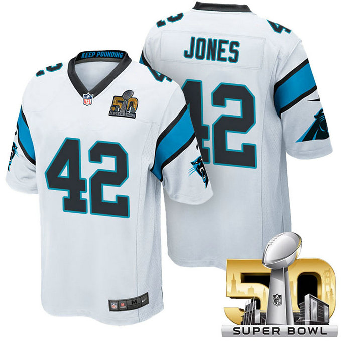 Carolina Panthers #42 Colin Jones White 2016 Super Bowl 50 Elite Jersey Carolina Panthers #42 Colin Jones White 2016 Super Bowl 50 Elite Jersey