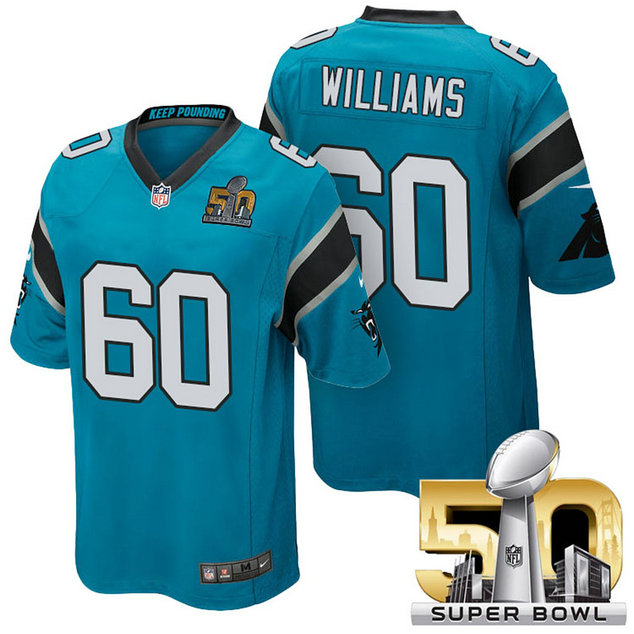 NFC Champions Carolina Panthers #60 Daryl Williams Blue 2016 Super Bowl 50 Elite Jersey NFC Champions Carolina Panthers #60 Daryl Williams Blue 2016 Super Bowl 50 Elite Jersey