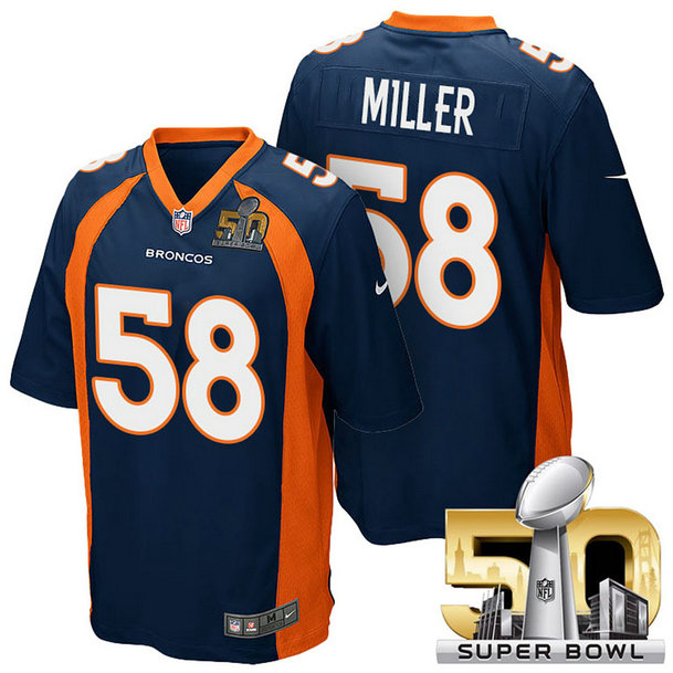 Denver Broncos #58 Von Miller Navy Blue 2016 Super Bowl 50 Elite Jersey Denver Broncos #58 Von Miller Navy Blue 2016 Super Bowl 50 Elite Jersey