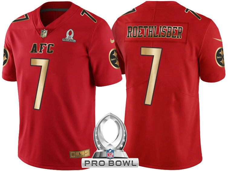 Pittsburgh Steelers #7 Ben Roethlisberger AFC 2017 Pro Bowl Red Gold Limited Jersey Pittsburgh Steelers #7 Ben Roethlisberger AFC 2017 Pro Bowl Red Gold Limited Jersey