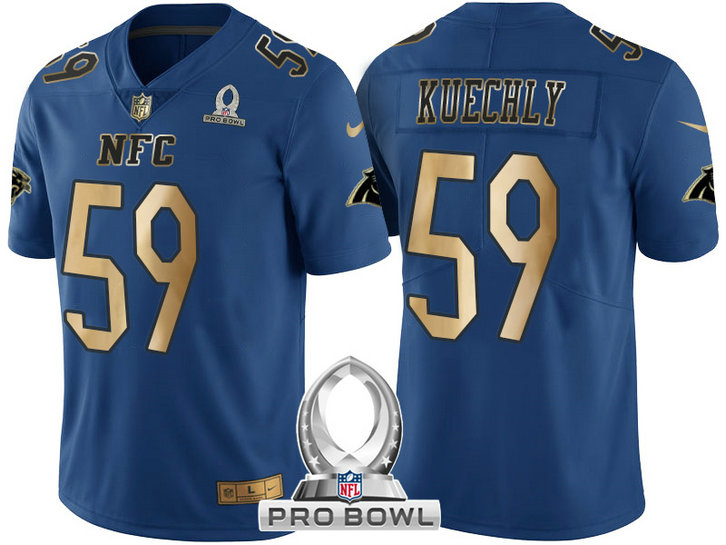 Carolina Panthers #59 Luke Kuechly NFC 2017 Pro Bowl Blue Gold Limited Jersey Carolina Panthers #59 Luke Kuechly NFC 2017 Pro Bowl Blue Gold Limited Jersey
