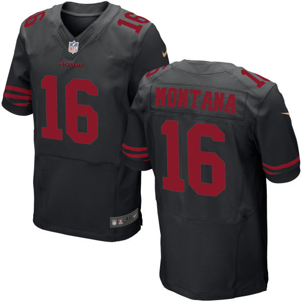 San Francisco 49ers #16 Joe Montana Black Elite Jersey San Francisco 49ers #16 Joe Montana Black Elite Jersey