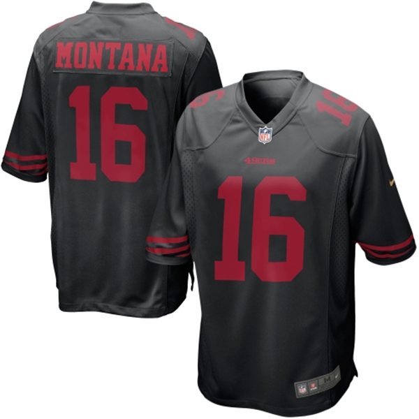 San Francisco 49ers #16 Joe Montana Black Game Jersey San Francisco 49ers #16 Joe Montana Black Game Jersey
