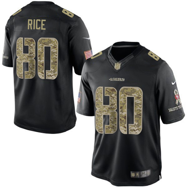 San Francisco 49ers #80 Jerry Rice Salute To Service Black Jersey