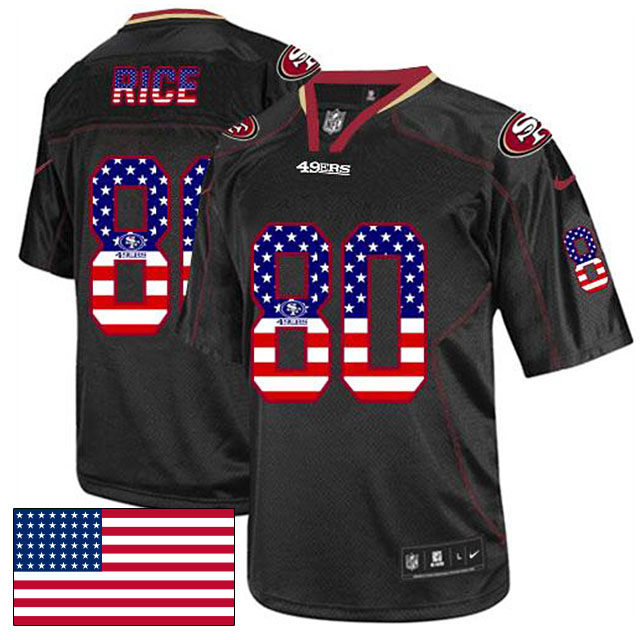San Francisco 49ers #80 Jerry Rice Black USA Flag Fashion Jersey San Francisco 49ers #80 Jerry Rice Black USA Flag Fashion Jersey