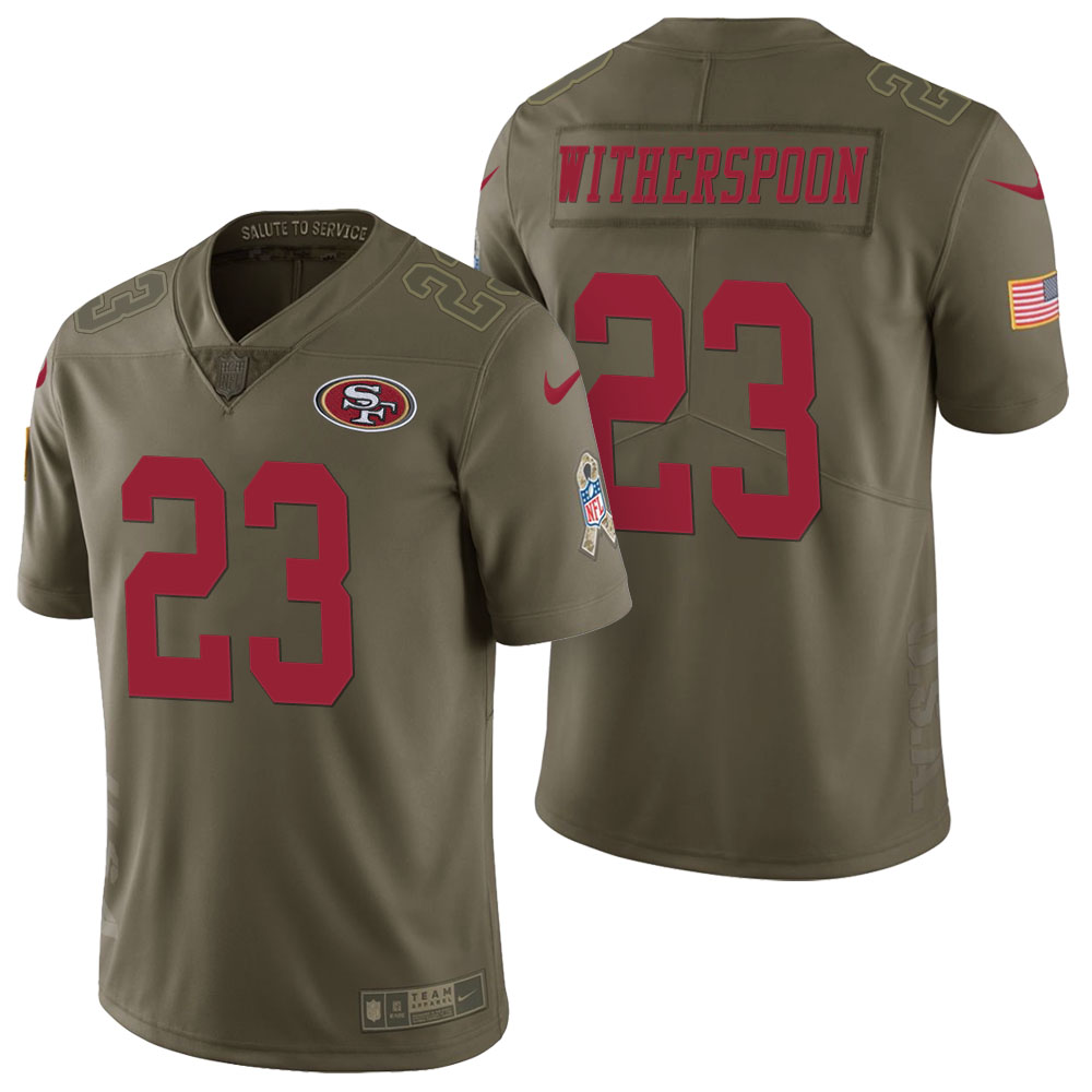 San Francisco 49ers #23 Ahkello Witherspoon Olive 2017 Salute to Service Limited Jersey San Francisco 49ers #23 Ahkello Witherspoon Olive 2017 Salute to Service Limited Jersey
