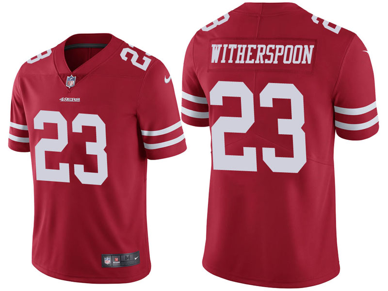 San Francisco 49ers #23 Ahkello Witherspoon Red Vapor Untouchable Limited Jersey San Francisco 49ers #23 Ahkello Witherspoon Red Vapor Untouchable Limited Jersey
