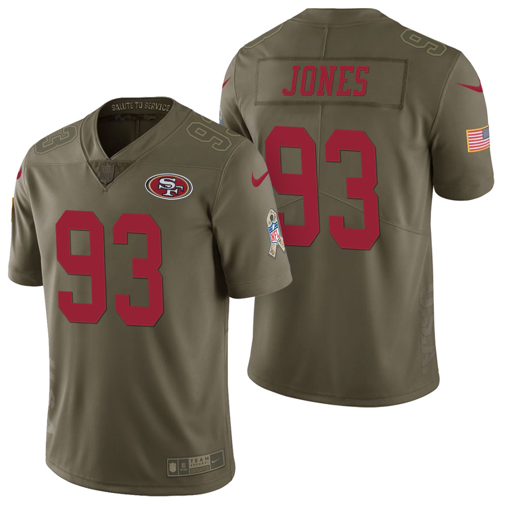 San Francisco 49ers #93 D.J. Jones Olive 2017 Salute to Service Limited Jersey San Francisco 49ers #93 D.J. Jones Olive 2017 Salute to Service Limited Jersey