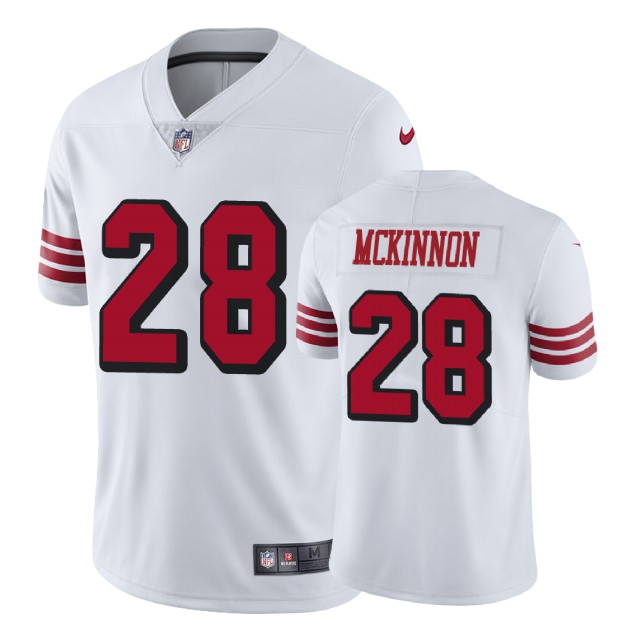 San Francisco 49ers #28 Jerick McKinnon White Vapor Untouchable Color Rush Limited Player Jersey San Francisco 49ers #28 Jerick McKinnon White Vapor Untouchable Color Rush Limited Player Jersey