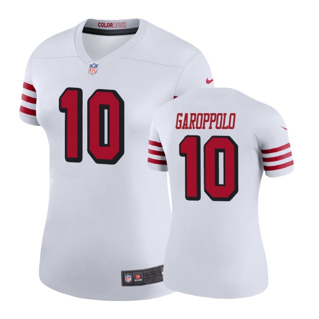 Women San Francisco 49ers #10 Jimmy Garoppolo White Color Rush Legend Player Jersey Women San Francisco 49ers #10 Jimmy Garoppolo White Color Rush Legend Player Jersey