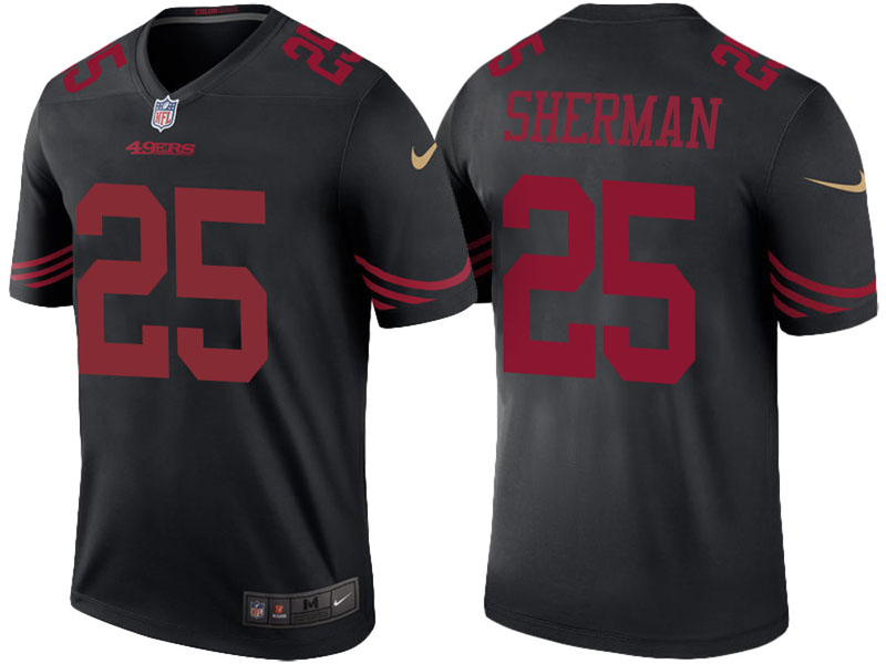 San Francisco 49ers #25 Richard Sherman Black Color Rush Legend Jersey