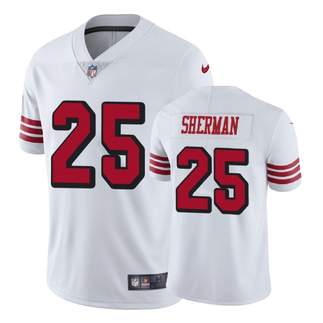 San Francisco 49ers #25 Richard Sherman White Vapor Untouchable Color Rush Limited Player Jersey San Francisco 49ers #25 Richard Sherman White Vapor Untouchable Color Rush Limited Player Jersey
