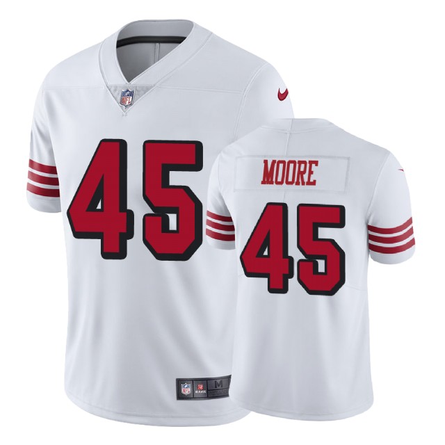 San Francisco 49ers #45 Tarvarius Moore White Vapor Untouchable Color Rush Limited Player Jersey San Francisco 49ers #45 Tarvarius Moore White Vapor Untouchable Color Rush Limited Player Jersey