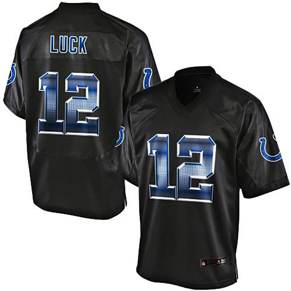 Indianapolis Colts #12 Andrew Luck Pro Line Black Strobe Jersey