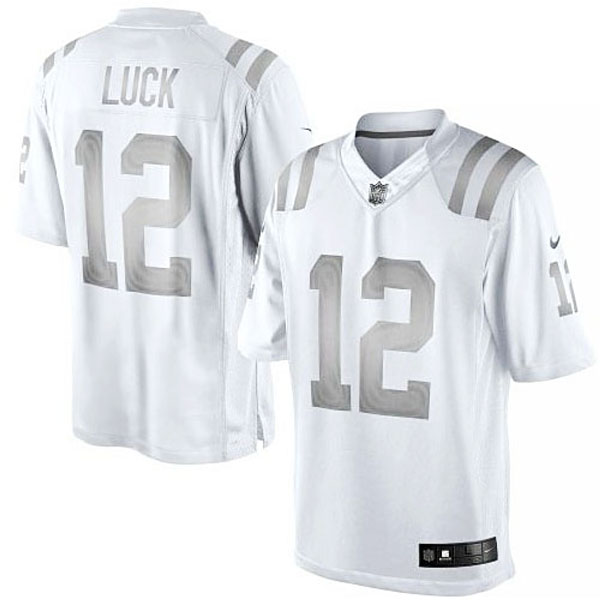 Indianapolis Colts #12 Andrew Luck White Platinum Limited Jersey