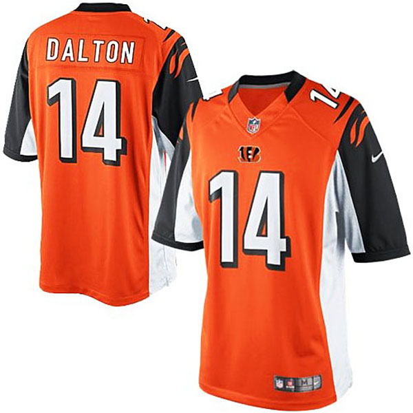 Cincinnati Bengals #14 Andy Dalton Orange Limited Jersey With Super Bowl LVI Patch