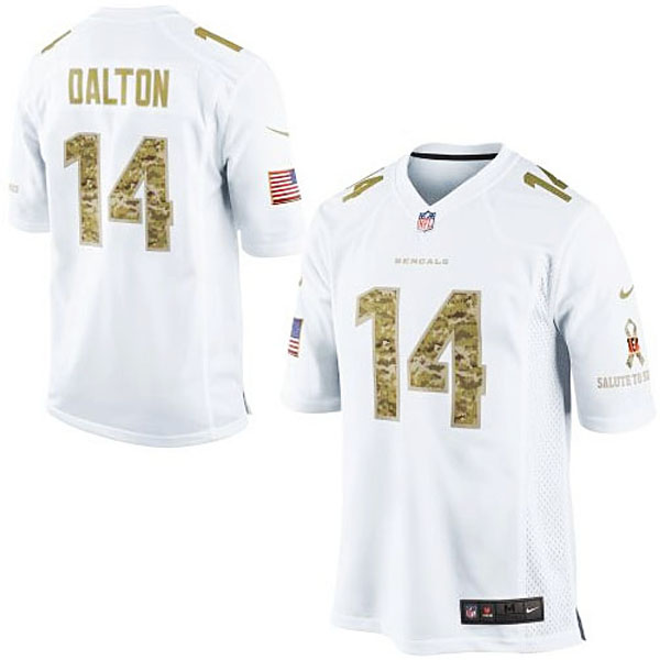 Cincinnati Bengals #14 Andy Dalton White Salute To Service Jersey With Super Bowl LVI Patch